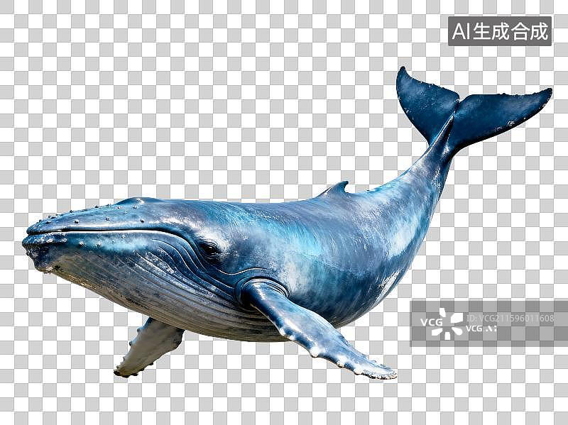【AI数字艺术】一只优雅游动的蓝鲸图片素材