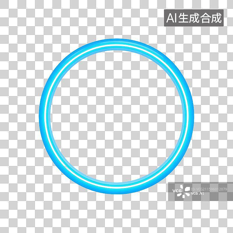 【AI数字艺术】蓝色渐变发光圆形边框图片素材