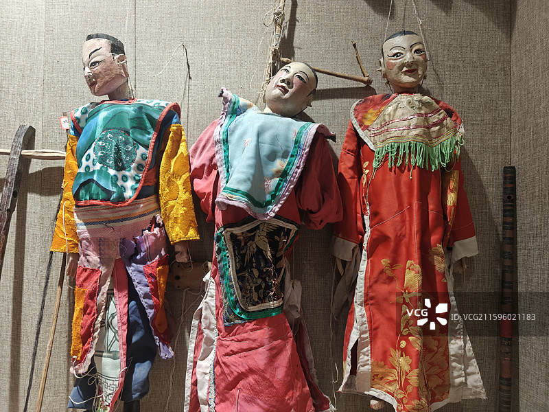 龙岩市博物馆馆藏文物-民国-彩绘木雕提线木偶图片素材