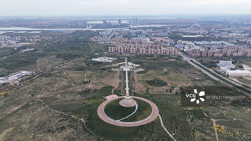 鄂尔多斯伊克敖包航拍图片素材