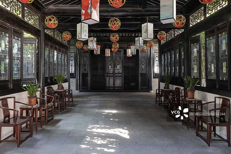 绮园廊道图片素材