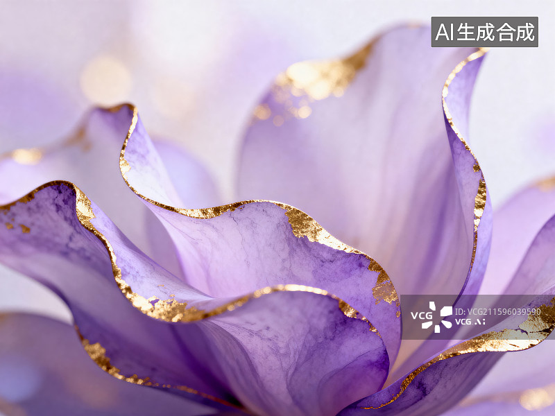 【AI数字艺术】轻奢紫金艺术花卉金箔创意渲染装饰画图片素材