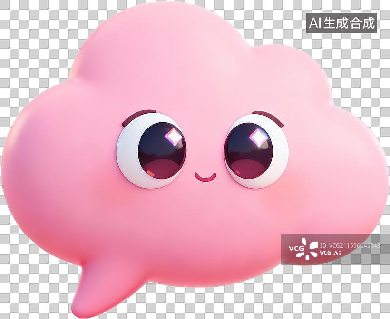 【AI数字艺术】3D卡通风格云朵形状立体毛毡风消息对话框图片素材