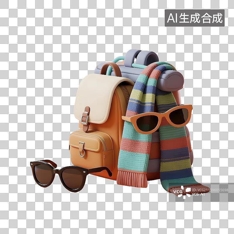 【AI数字艺术】多材质旅行物件场景图片素材