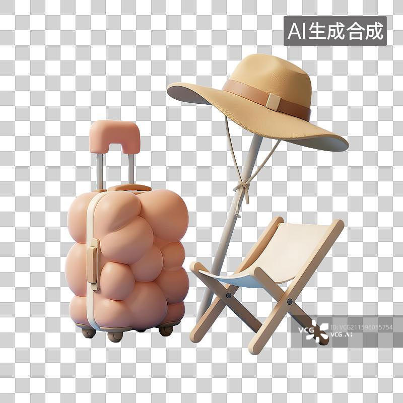 【AI数字艺术】多材质旅行物件场景图片素材