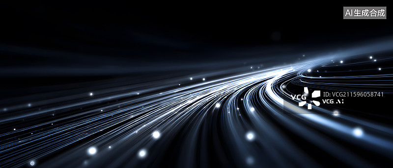【AI数字艺术】线条与光点的流动画面图片素材