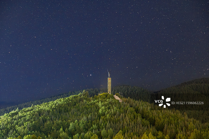 星空下的红军长征纪念碑图片素材