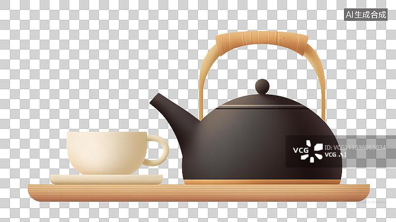 【AI数字艺术】茶具组合插画图片素材