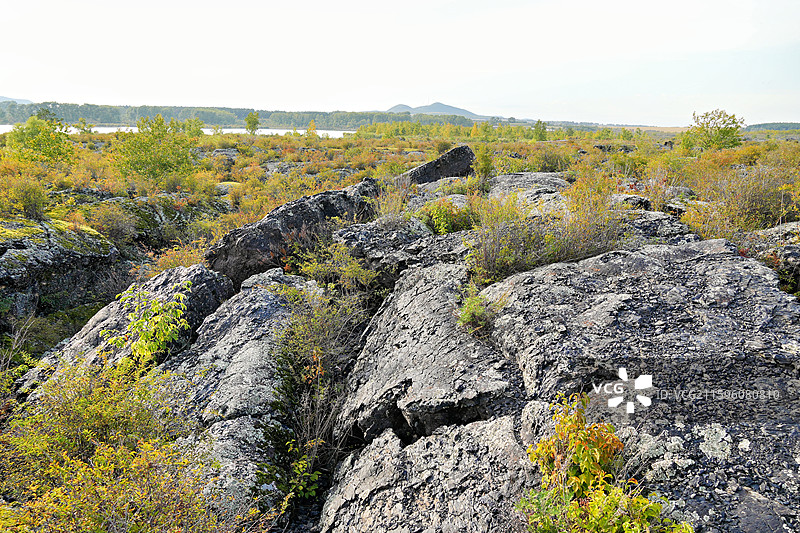 黑龙江省黑河市五大连池市，五大连池风景区内的北饮泉景区（北药泉）图片素材