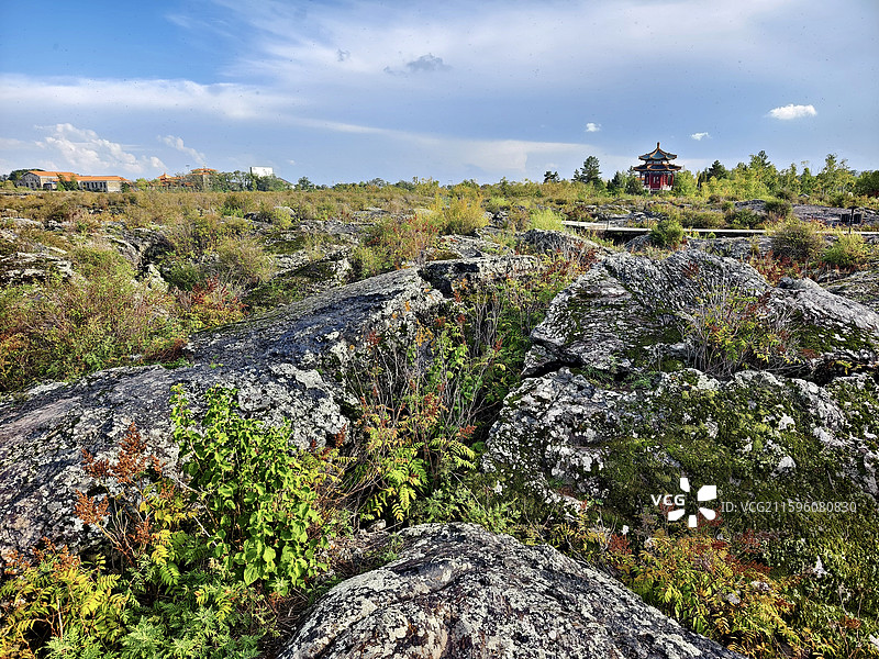 黑龙江省黑河市五大连池市，五大连池风景区内的北饮泉景区（北药泉）图片素材