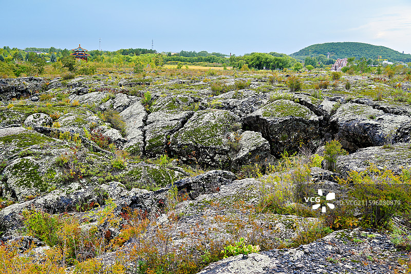 黑龙江省黑河市五大连池市，五大连池风景区内的北饮泉景区（北药泉）图片素材