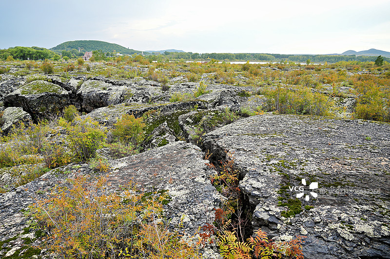 黑龙江省黑河市五大连池市，五大连池风景区内的北饮泉景区（北药泉）图片素材