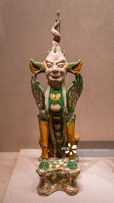 三彩人面镇墓兽（唐天授二年）河南博物院藏 1991年孟津县屈突季札墓出土图片素材