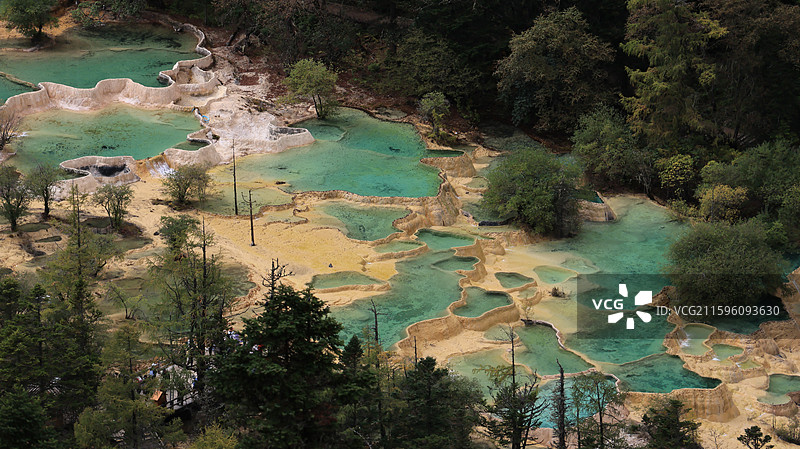 黄龙景区争艳池图片素材