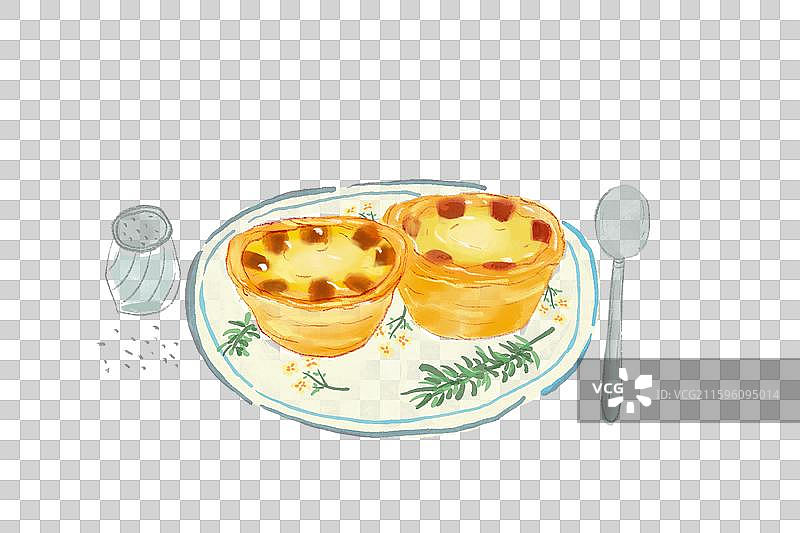 葡式蛋挞水彩插画图片素材