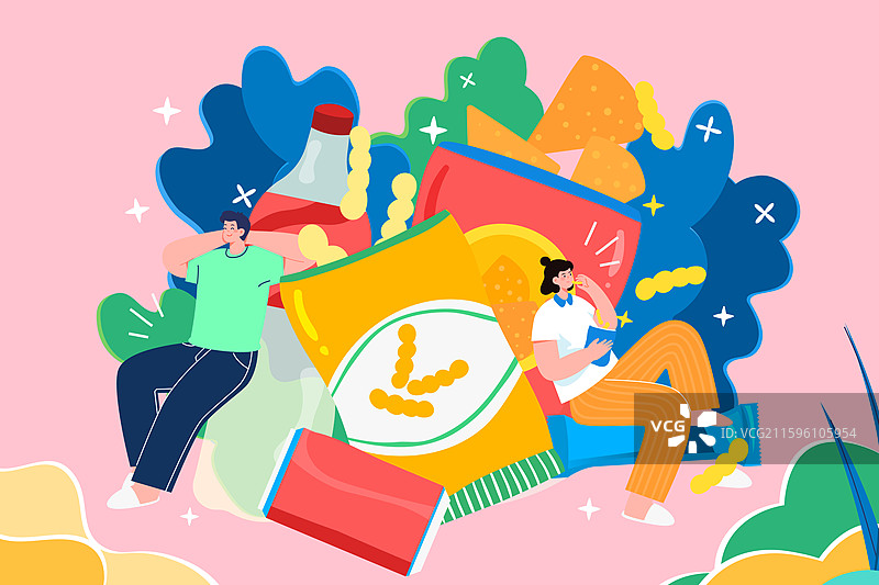 卡通美食餐饮生活方式出行城市交通情侣女孩食品饮料中餐下午茶奶茶甜点火锅朋友青年外卖零食渐变矢量插画图片素材