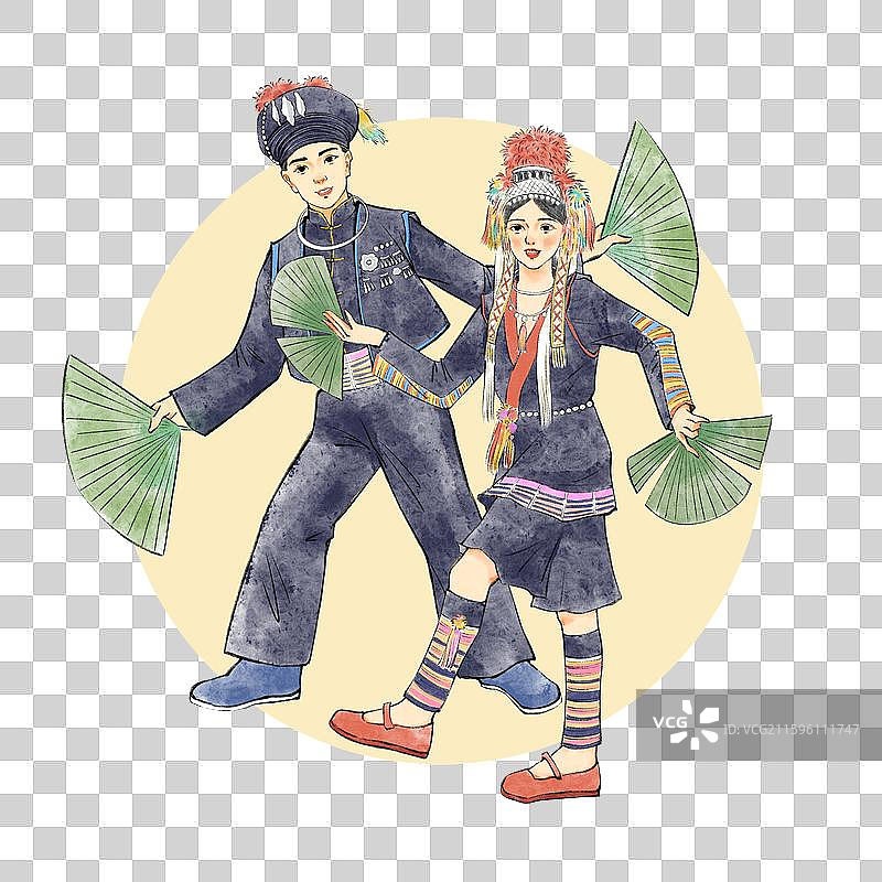 56民族，云南少数民族哈尼族，粽扇舞图片素材