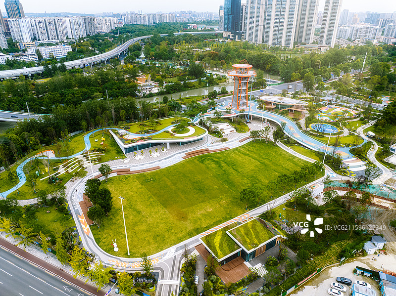 俯瞰成都上新桥公园图片素材