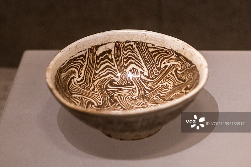 当阳峪窑绞胎瓷碗（宋代）河南博物院藏 1962年修武县出土图片素材