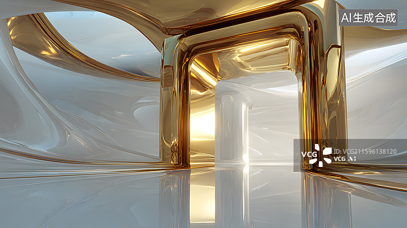 【AI数字艺术】金色回廊图片素材