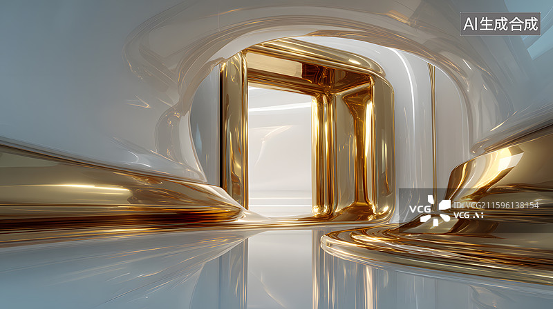 【AI数字艺术】金色回廊图片素材