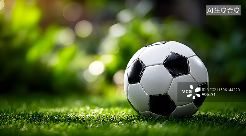 【AI数字艺术】绿色草地上一颗足球图片素材