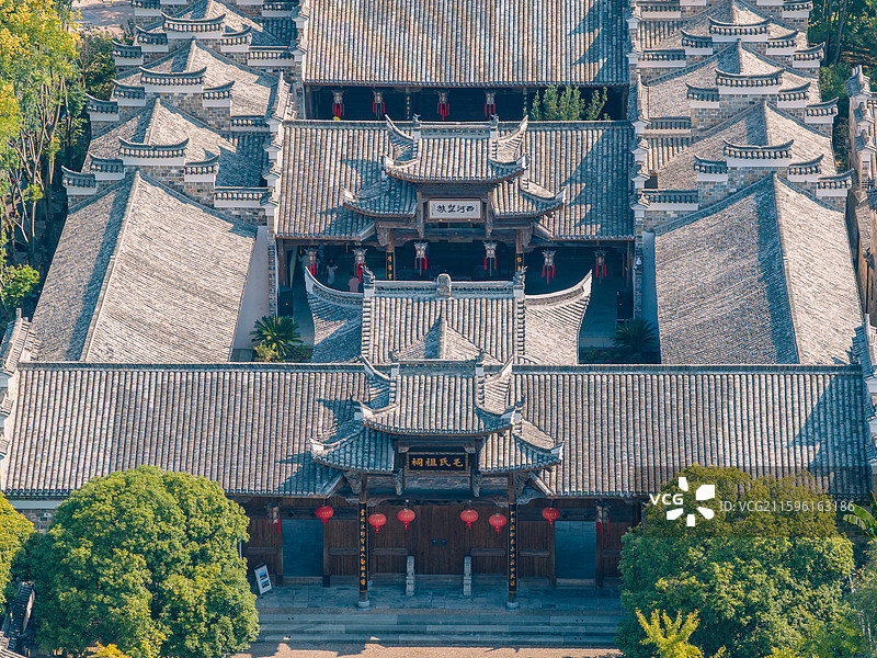 浙江衢州江山清漾村毛氏宗祠航拍风景图片素材