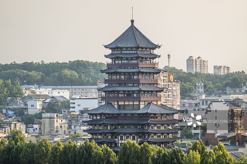 江西省景德镇市珠山区风景路昌南阁宝塔楼古建筑历史文化特色人文图片素材