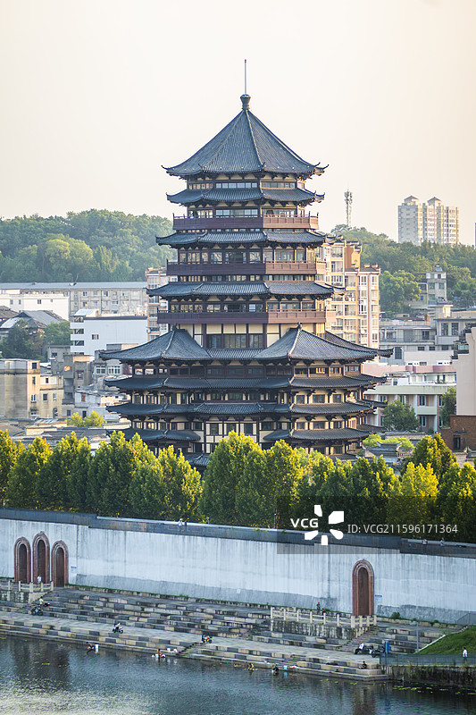 江西省景德镇市珠山区风景路昌南阁宝塔楼古建筑历史文化特色人文图片素材