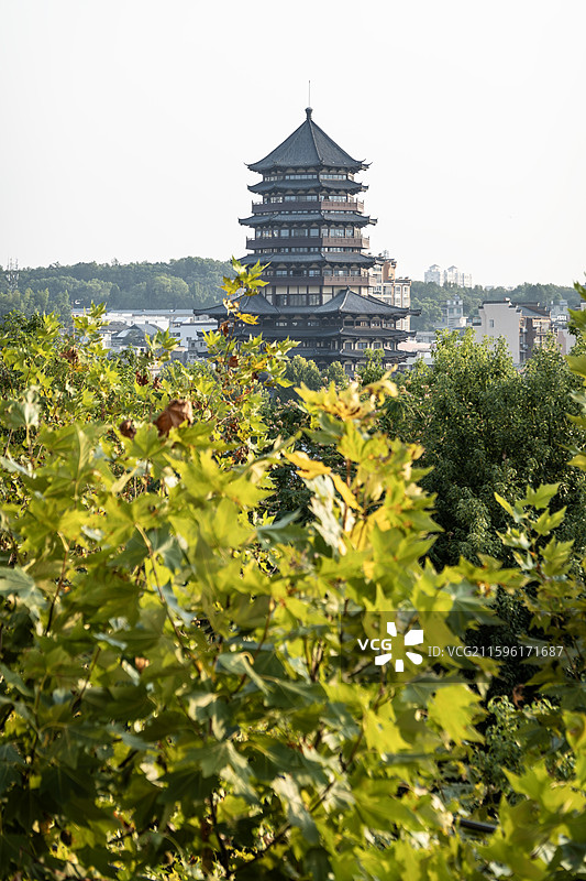 江西省景德镇市珠山区风景路昌南阁宝塔楼古建筑历史文化特色人文图片素材