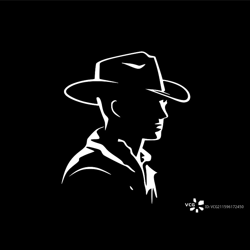 牛仔 - 黑白孤立图标图片素材