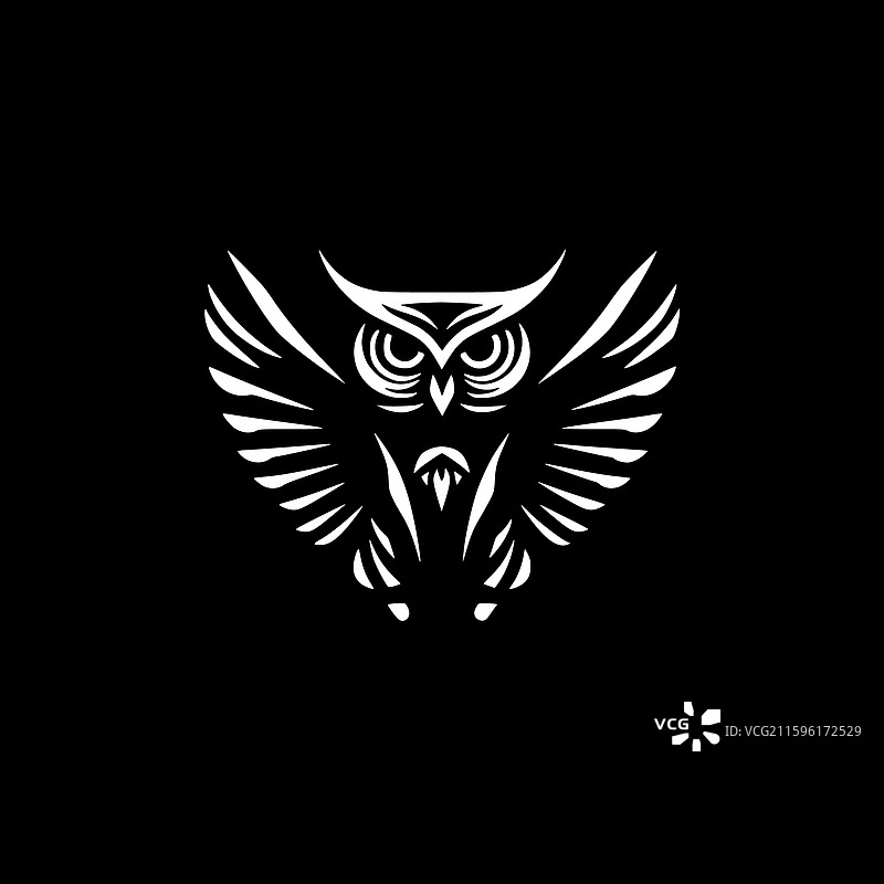 猫头鹰 - 极简扁平化Logo图片素材