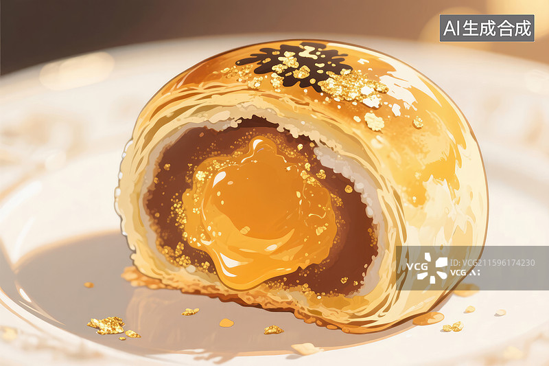 【AI数字艺术】美味金黄蛋黄酥图片素材