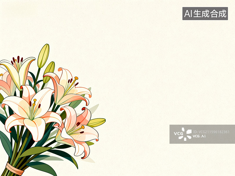 【AI数字艺术】一束美丽的百合花图片素材
