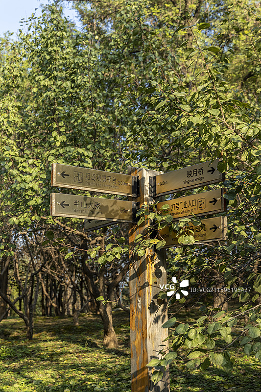 北京通州大运河森林公园：指示牌图片素材