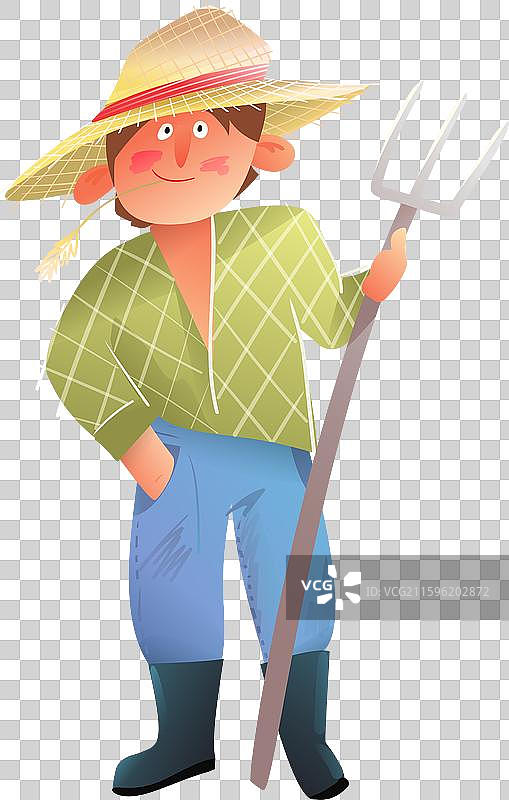 农场村庄快乐农夫卡通形象图片素材