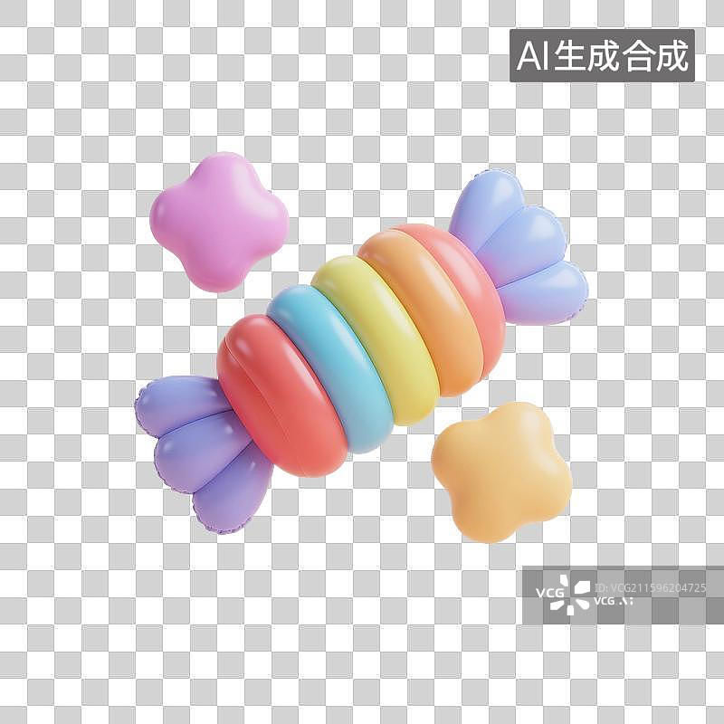 【AI数字艺术】3D渲染，膨胀充气风格，糖果，喜糖，甜食，零食，万圣节，免抠元素图片素材