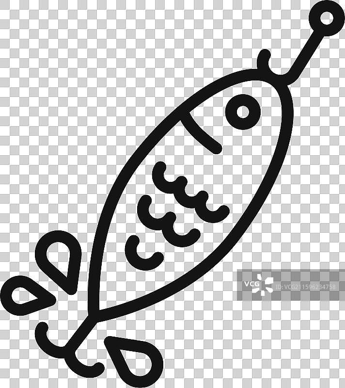 鱼饵钓鱼小鱼图标轮廓合集图片素材