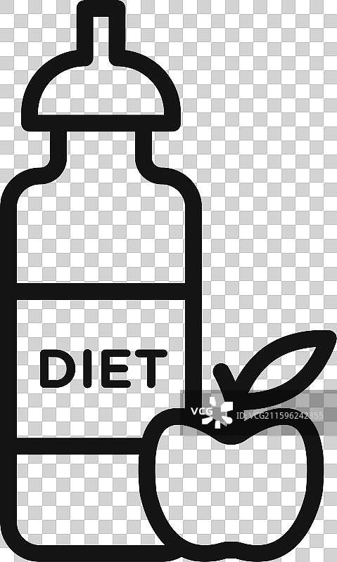 节食饮料图标描边集合（黑色）图片素材