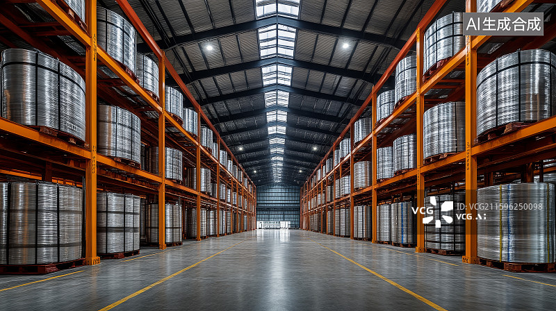 【AI数字艺术】宽敞工业仓库内部图片素材