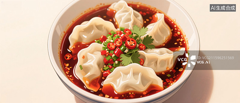 【AI数字艺术】酸汤饺子图片素材