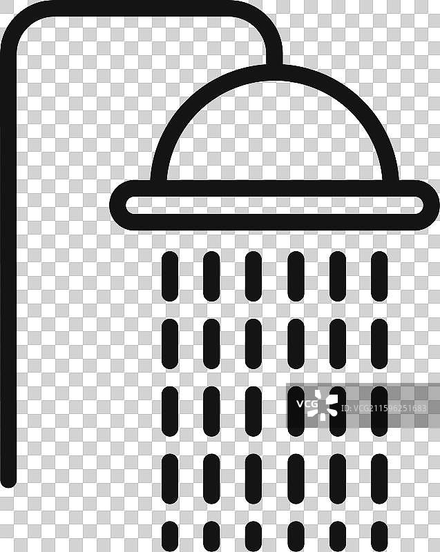 淋浴图标轮廓黑色集合图片素材