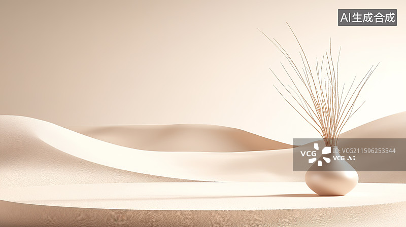 【AI数字艺术】清新风格3D化妆品产品展台背景图片素材