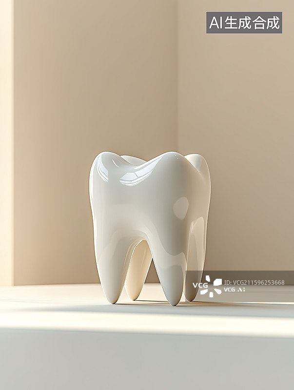 【AI数字艺术】3D蓝色背景下的牙齿模型图片素材