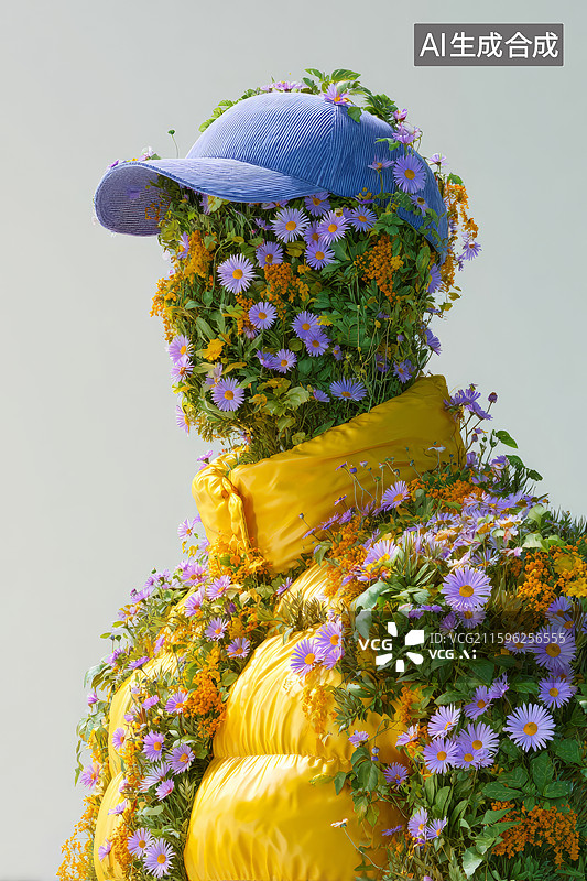 【AI数字艺术】花卉覆盖的人物造型图片素材