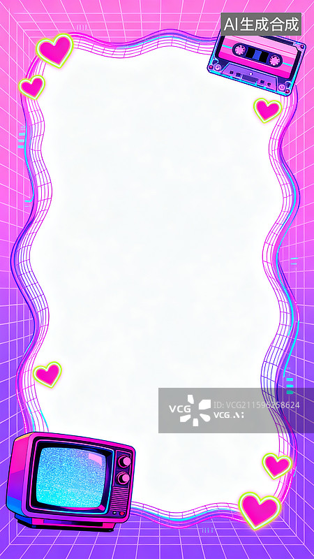 【AI数字艺术】霓虹复古边框图片素材