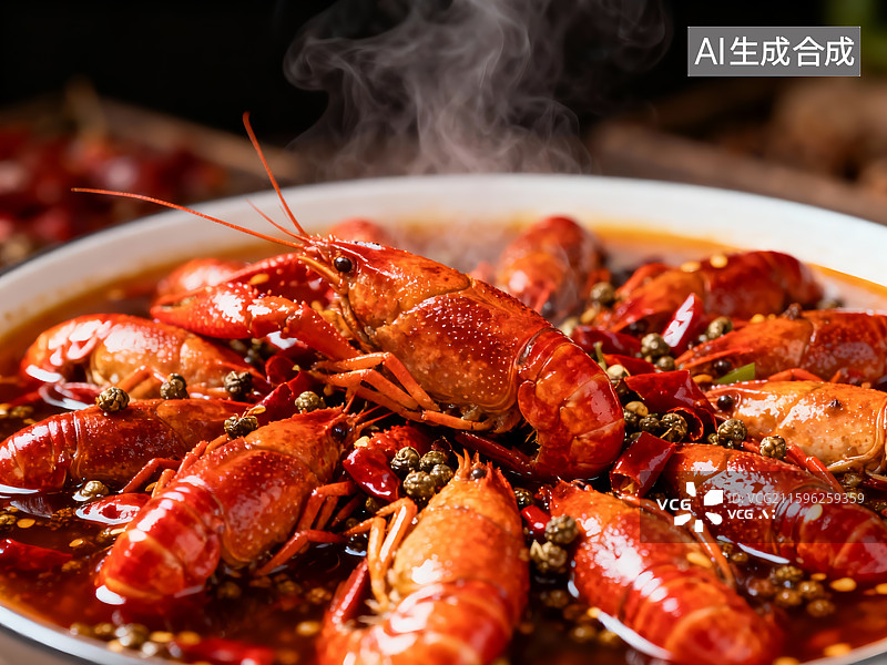 【AI数字艺术】热辣小龙虾菜肴图片素材