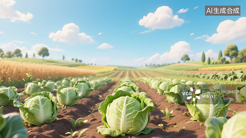 【AI数字艺术】菜园里的包菜图片素材