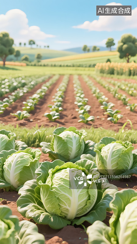 【AI数字艺术】菜园里的包菜图片素材