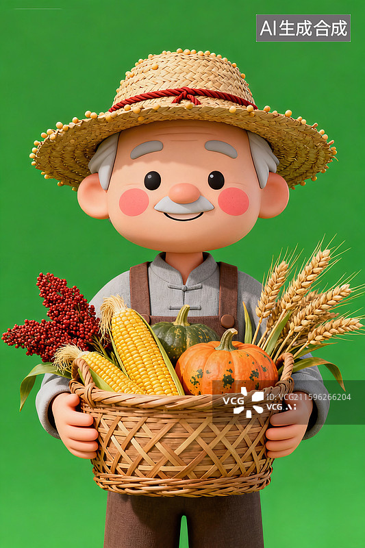 【AI数字艺术】庄稼丰收的农民伯伯，大丰收图片素材